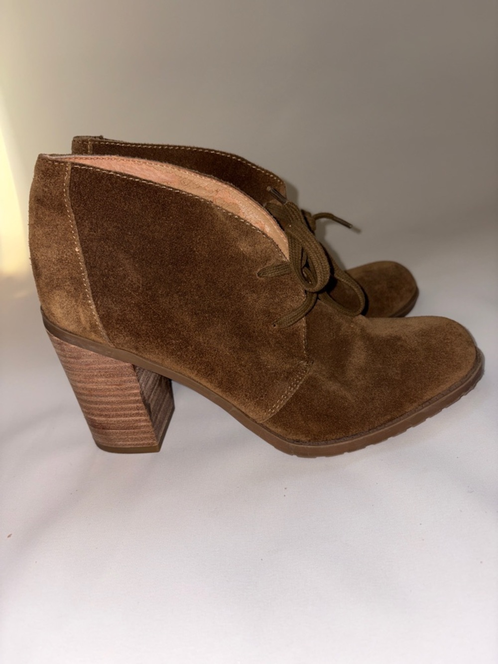 Franco Sarto Brown Suede Lace-Up Ankle Boots Size 8